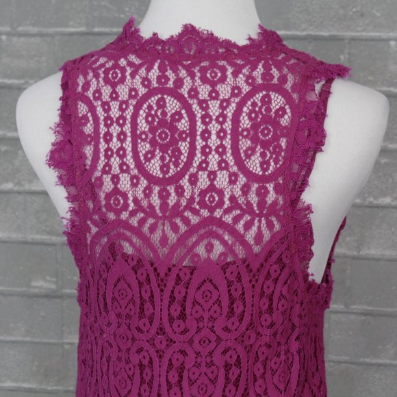 Free People Heart in Two Lace Layered Cami Mini Dress XS Magenta - Picture 8 of 14